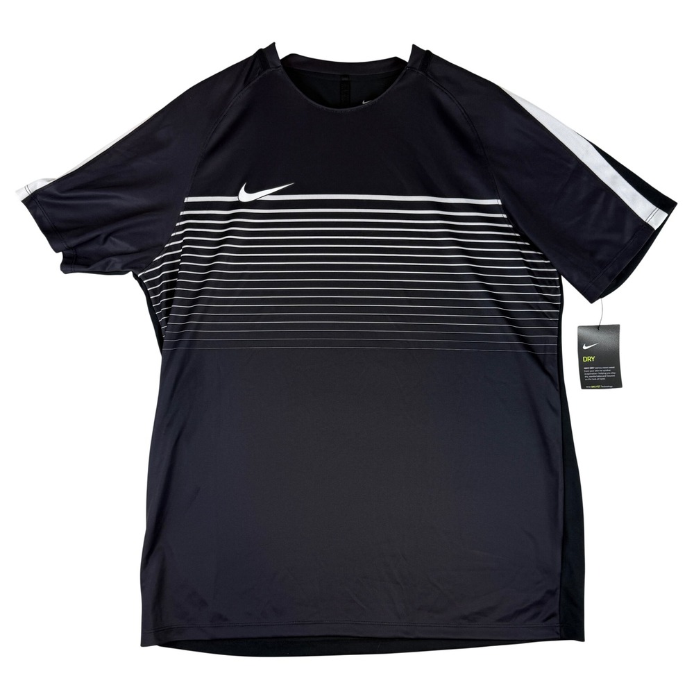 Nike Soccer Jersey Mens XL Black White Striped Dri-FIT Training Top 807071-011